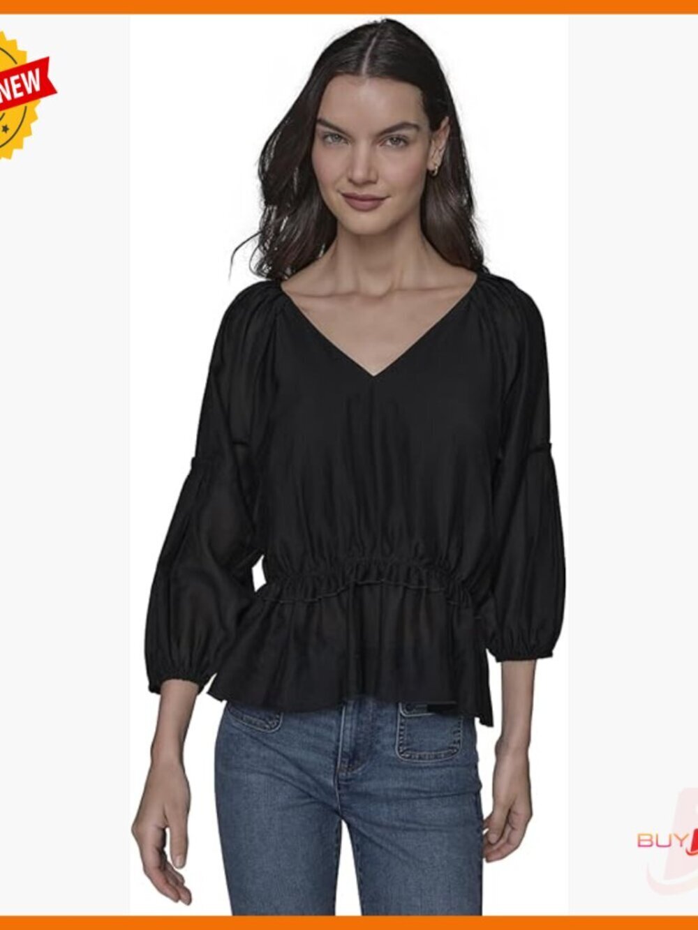 Long Sleeve V-Neck Blouse, Classic Fit, Rayon Blend, Versatile Top